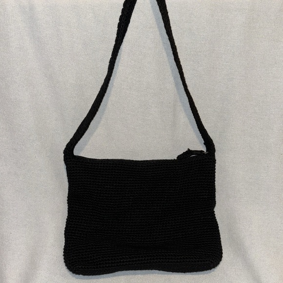 Happy & Free women’s black crochet bamboo blend  shoulder bag - Picture 5 of 9